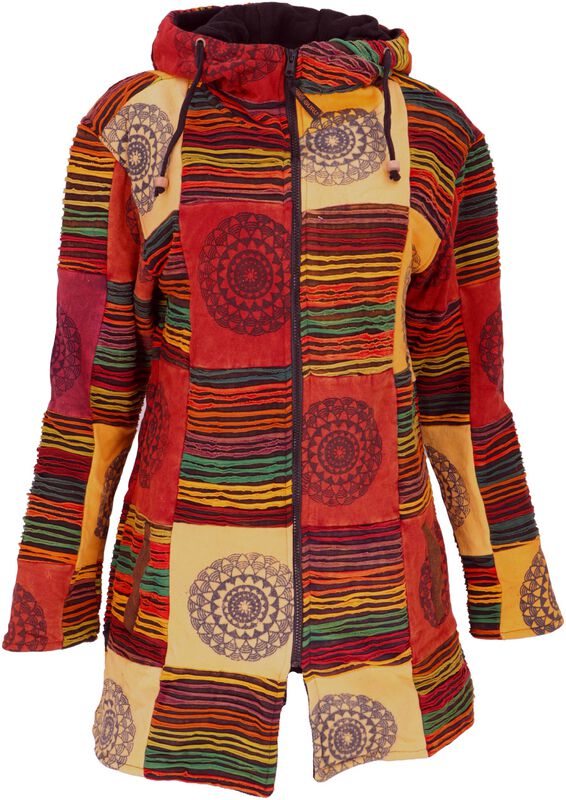 Guru-Shop Übergangsjacke - Goa Boho Patchwork Kurzmantel - S bis XL - für Damen - Größe S - multicolor