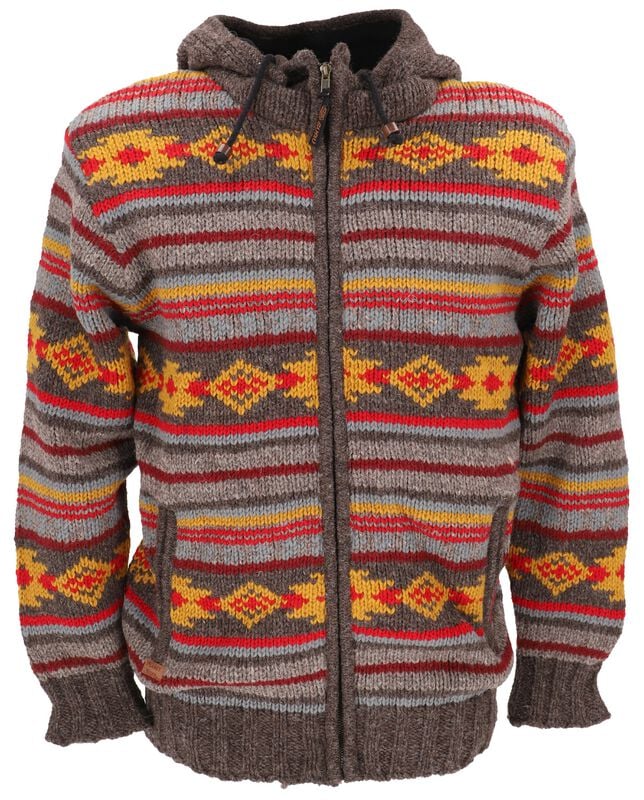Guru Kapuzenjacke - Strickjacke, Wolljacke, Nepaljacke - M bis XXL - für Männer - Größe XL - multicolor