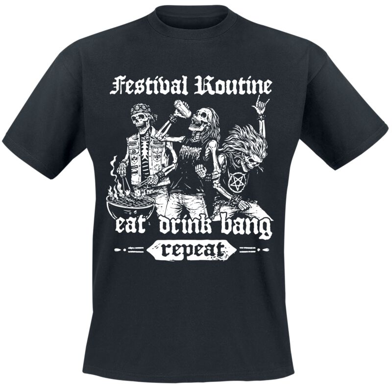T-Shirt - Festival Routine - M bis 3XL - für Männer - Größe XXL - schwarz - Männer - male