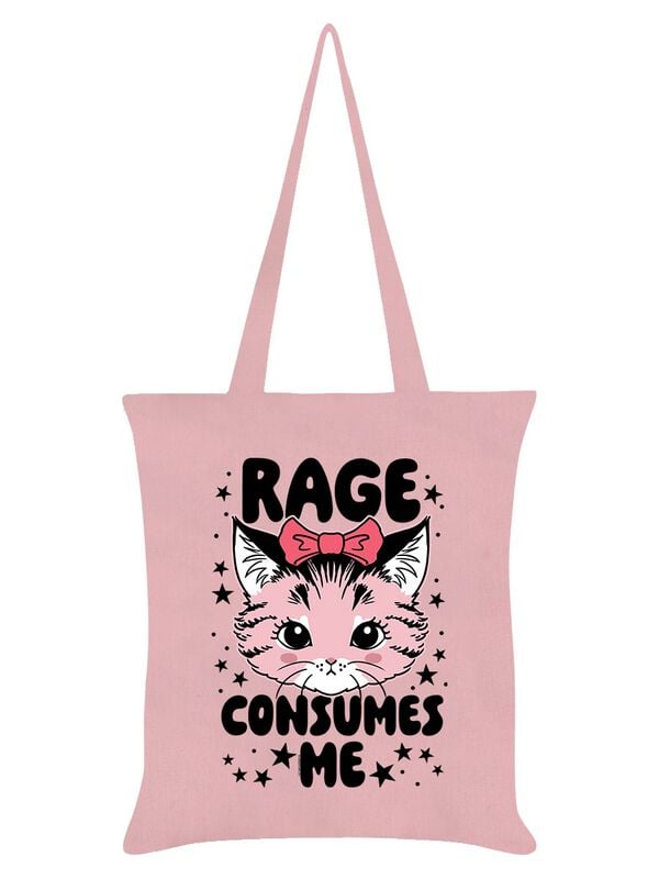 Beestachtig Kitsch Kitten Rage Consumes Me Tote Bag Unisex Linnen tas - roze - Standard