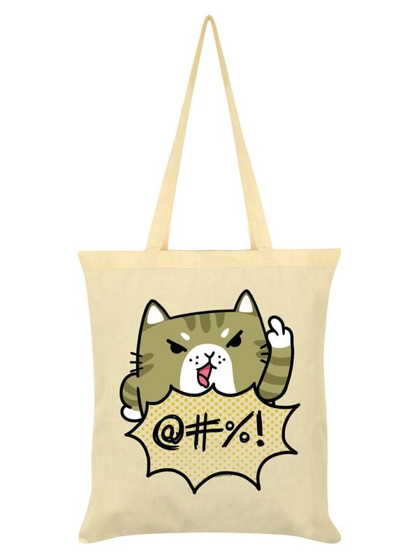 Beestachtig Sweary Cat Tote Bag Unisex Linnen tas - crème - Standard