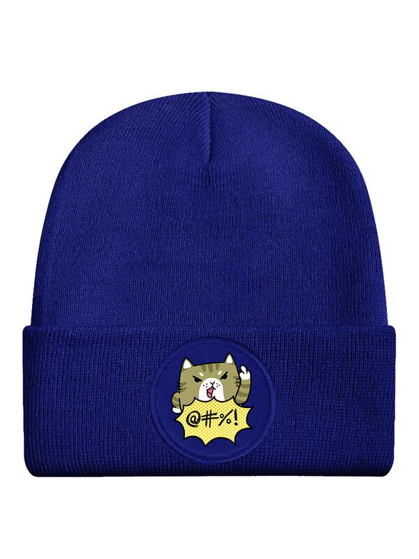 Beestachtig Sweary Cat Royal Blue Beanie Unisex Beanie - koningsblauw - Standard