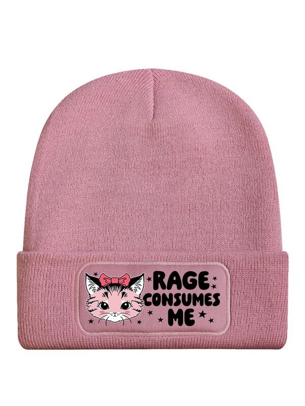Beestachtig Kitsch Kitten Rage Consumes Me Pale Pink Beanie Unisex Beanie - roze - Standard