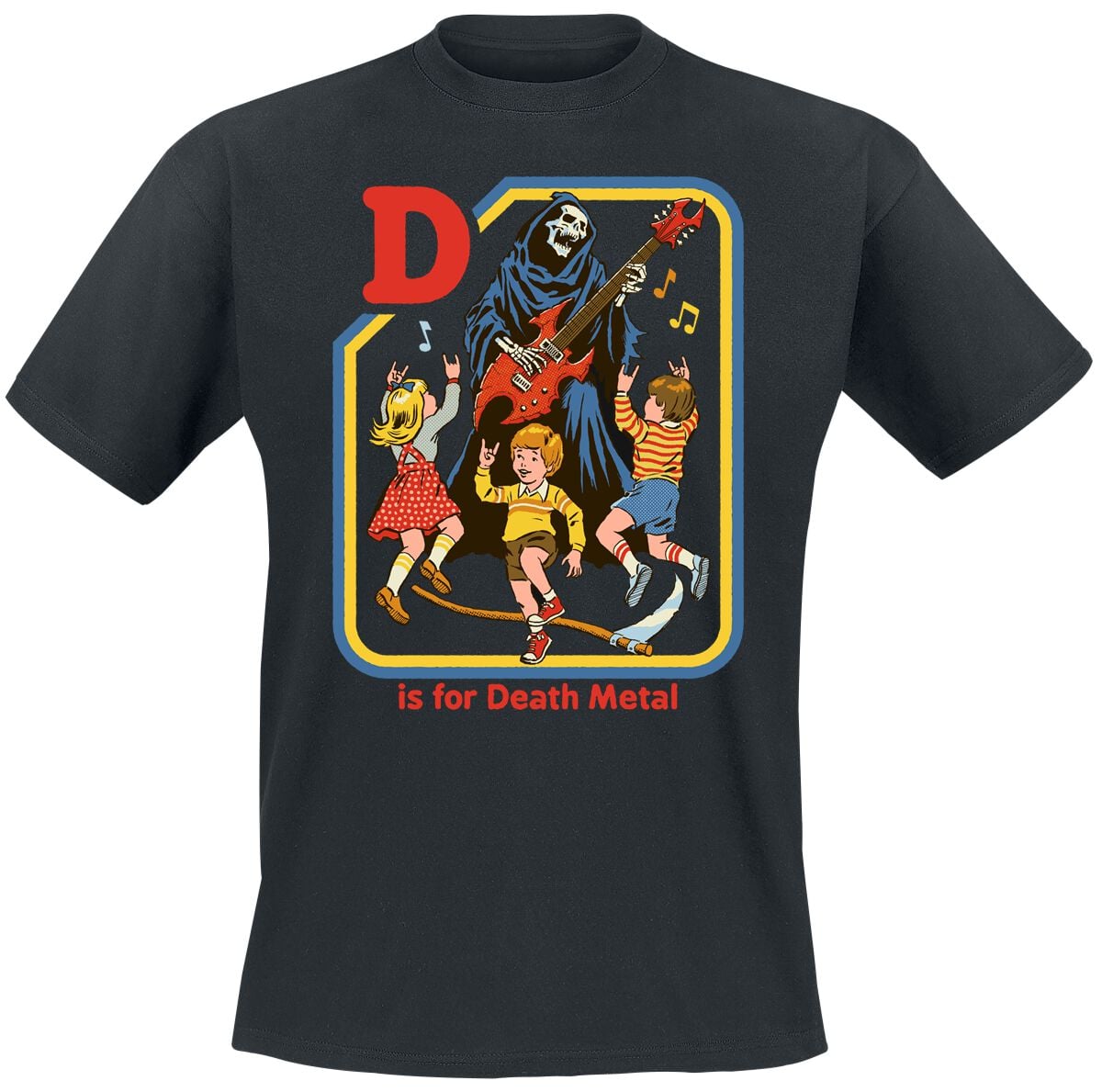 Steven Rhodes - Fun T-skjorte - D Is For Death Metal - M til 3XL - Herrer - svart