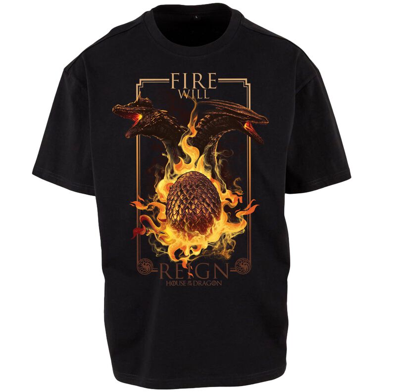 Levně Game Of Thrones House of the Dragon - Fire Will Reign Tričko černá