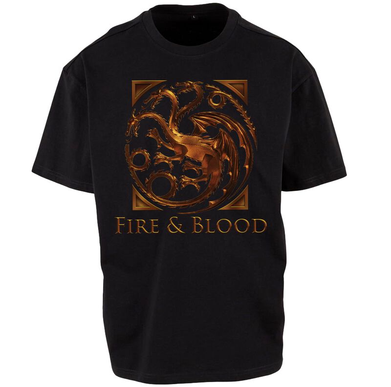 Levně Game Of Thrones House of the Dragon - Fire & Blood Metal Emblem Tričko černá