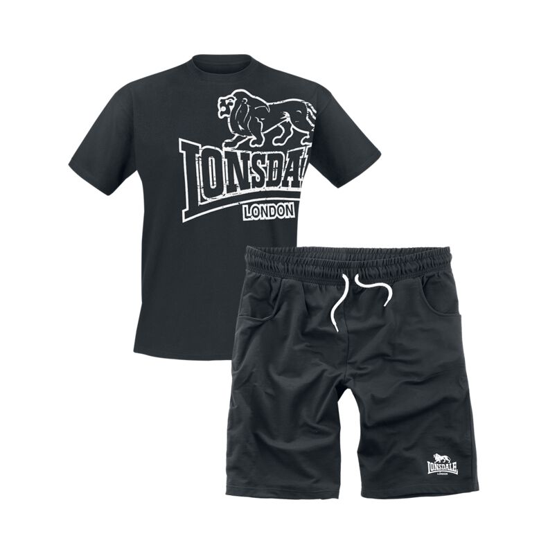T-Shirt  di Lonsdale London - Lonsdale T-Shirt + Shorts Bundle - M a XXL - Uomo - nero