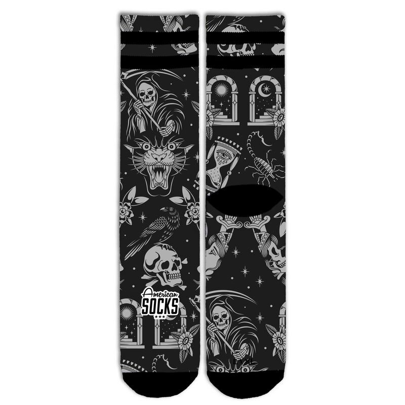 American Socks Socken - Time to Die - Mid High - S-M bis L-XL - Größe S-M - schwarz/grau