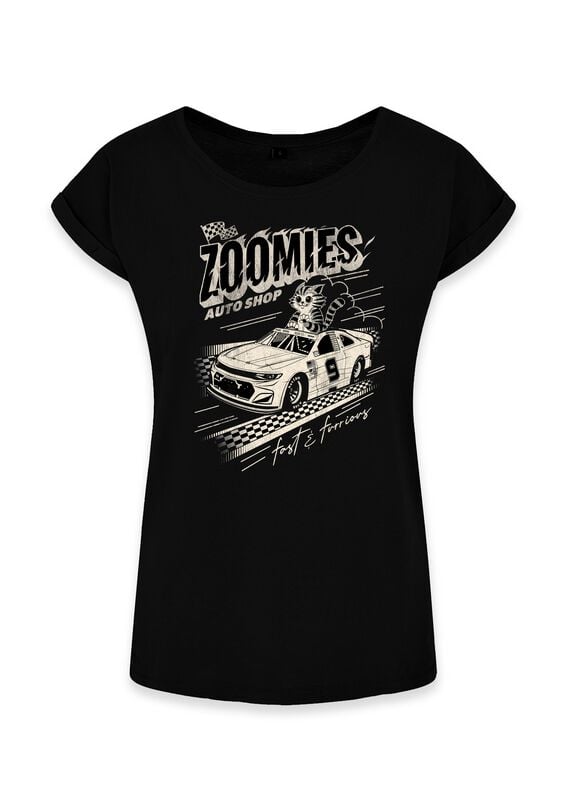T-Shirt Magliette Divertenti di Goodie Two Sleeves - Nascat Zoomies - S a XXL - Donna - nero