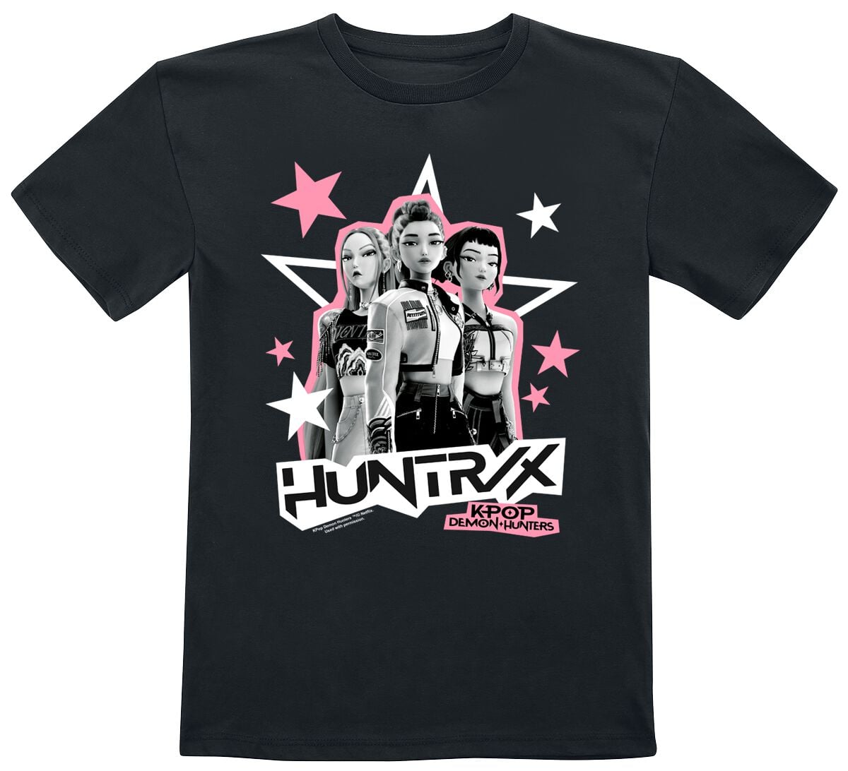 T-Shirt Anime di KPop Demon Hunters - Huntrix Scrapbook Stars - 128 a 152 - ragazze - nero