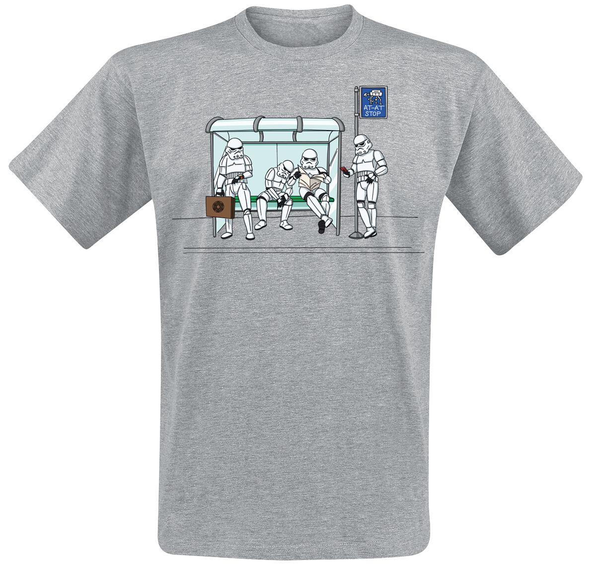 Star Wars - Disney T-Shirt - Stormtrooper Bus Stop - M bis XXL - für Männer - Größe M - grau meliert  - Lizenzierter Fanartikel