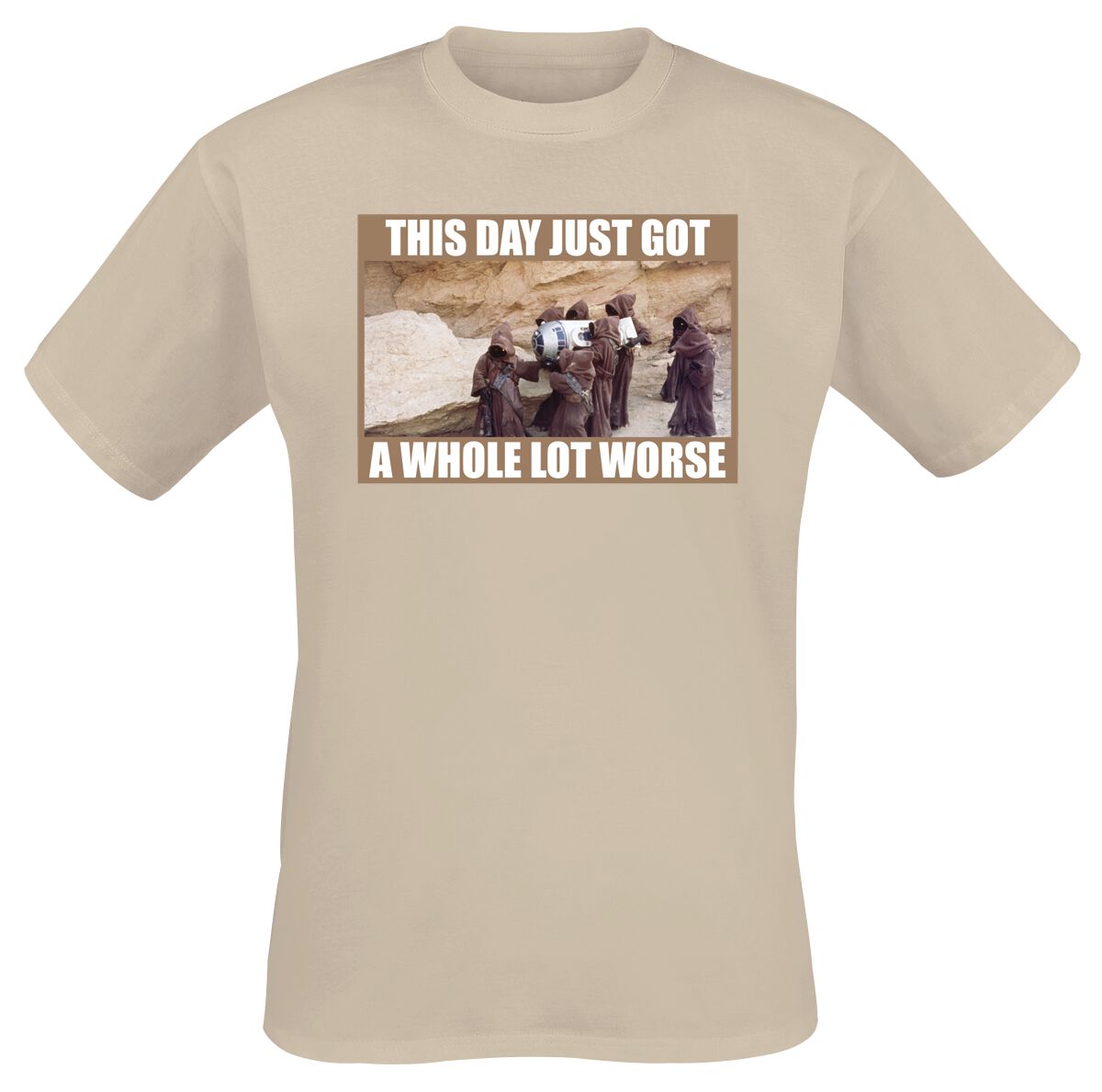 Star Wars - Disney T-Shirt - This Day got Worse - M bis XXL - für Männer - Größe M - sand  - Lizenzierter Fanartikel