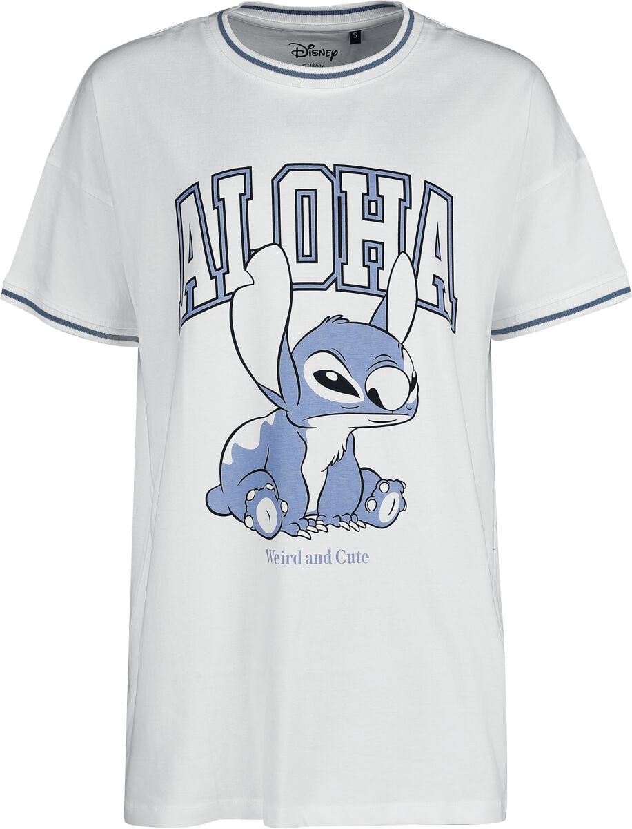 Lilo & Stitch - Disney Oversize T-shirt - Aloha Weird And Cute - Oversize - S XXL - för Dam - vit