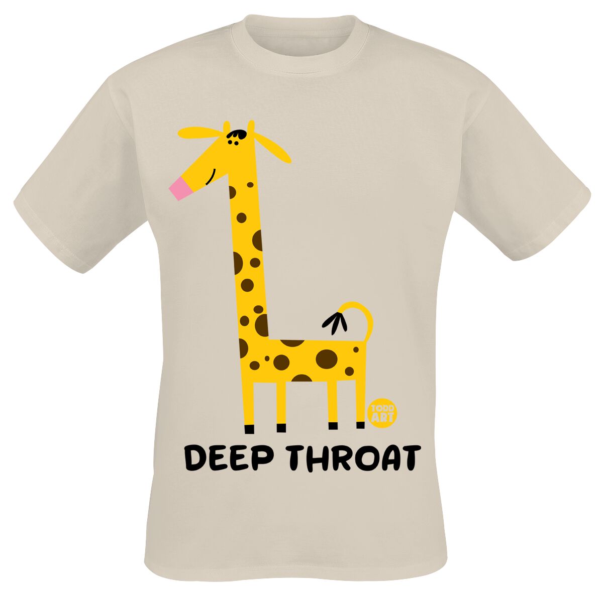 Todd Goldman - Fun T-shirt - Deep Throat Giraffe - M tot 3XL - voor Mannen - zand