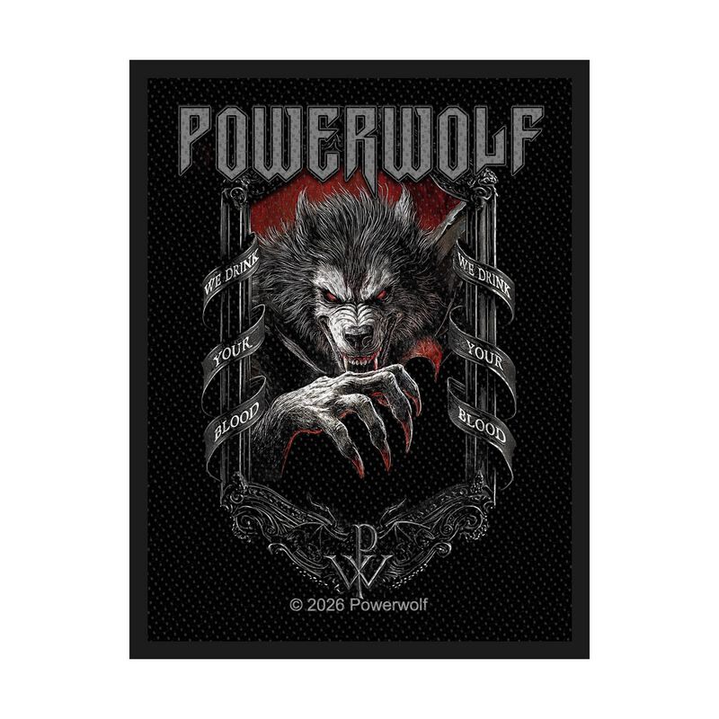 Powerwolf Patch - We Drink Your Blood - schwarz  - Lizenziertes Merchandise!
