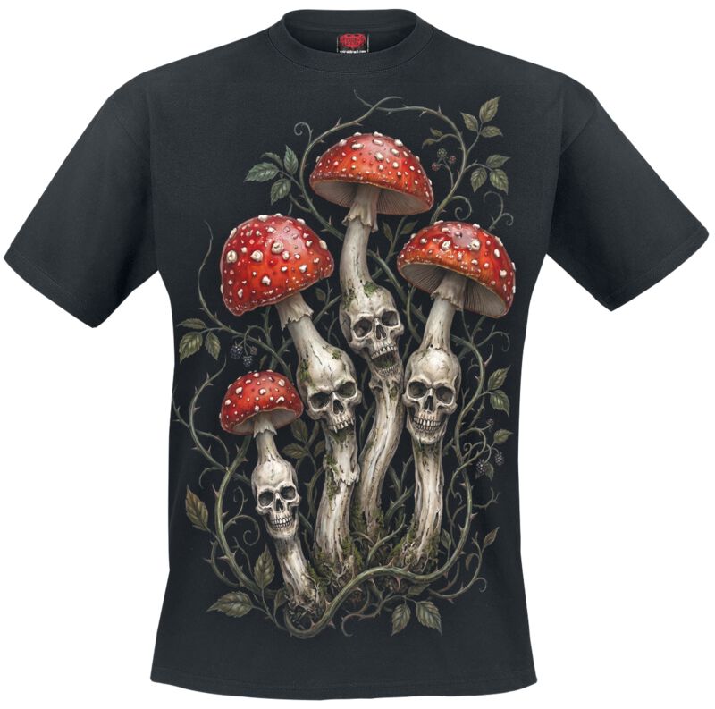 Spiral T-Shirt - Shrooms - S bis 4XL - für Männer - Größe XXL - schwarz