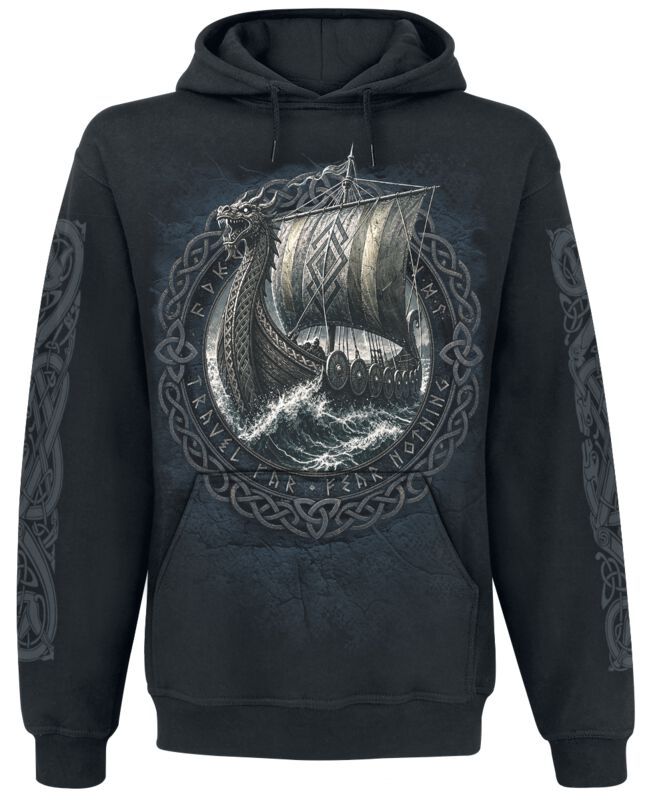 Spiral Kapuzenpullover - Viking Norsemen - S bis 4XL - für Männer - Größe 4XL - schwarz