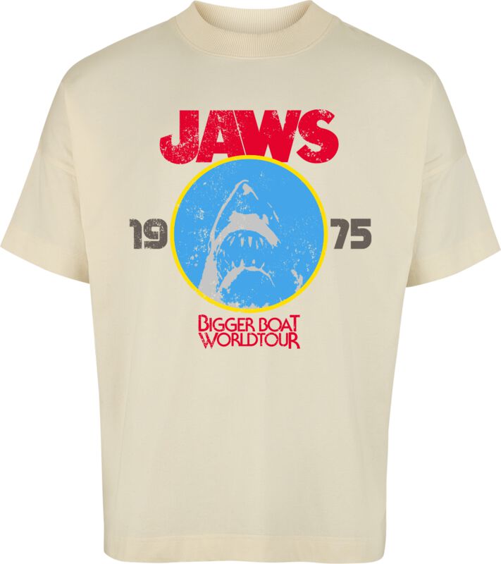 Jaws Oversized T-shirt - 1975 - Bigger Boat World Tour - S tot XL - voor Mannen - ecru