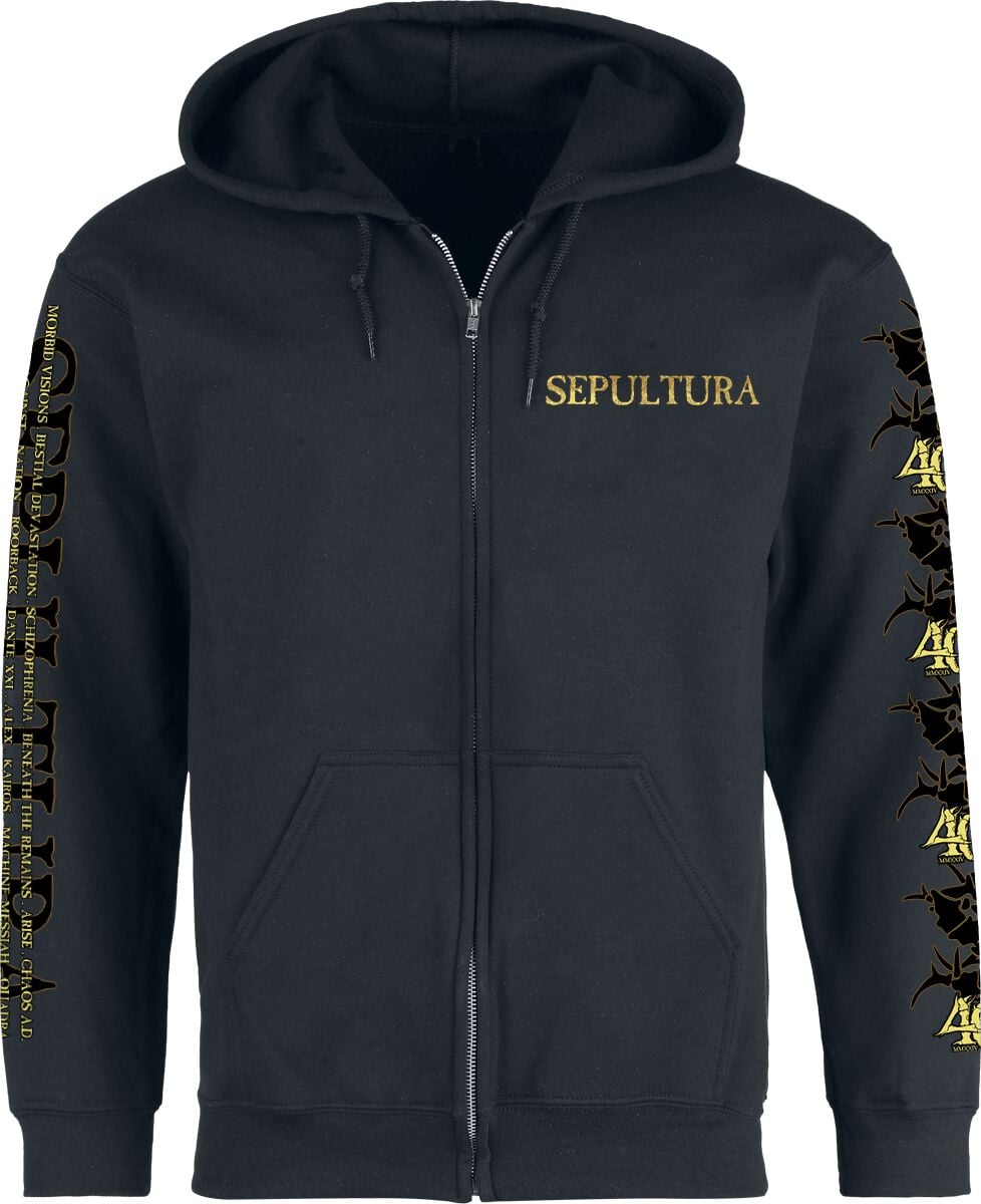 Sweat-shirt zippé à capuche  de Sepultura - Diskography - S à 4XL - pour Homme - noir