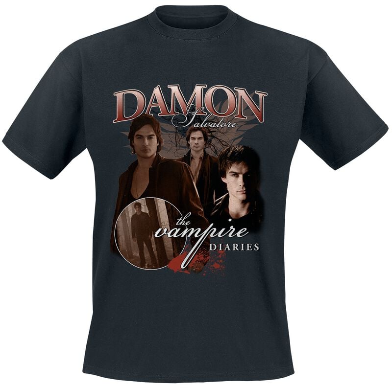 The Vampire Diaries T-Shirt - The Vampire Diaries Damon - S bis 3XL - Größe S - schwarz  - Lizenzierter Fanartikel