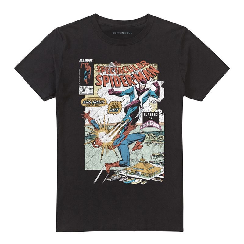 Spider-Man Retro Blasted by Boomerang T-Shirt schwarz in L
