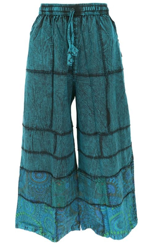 Pantalon en toile  de Guru-Shop - Palazzohose, Boho Patchworkhose - S à XL - pour Femme - bleu
